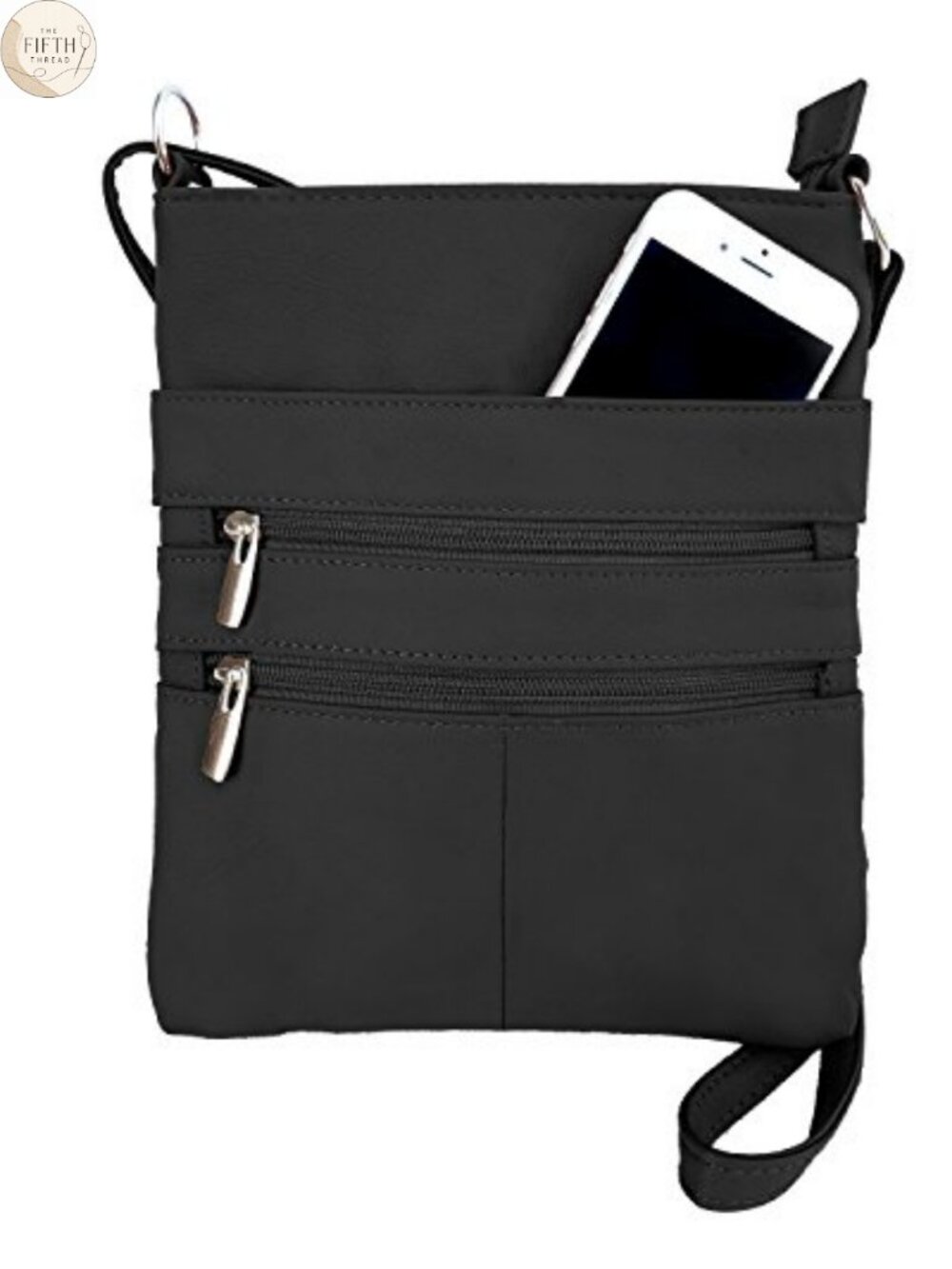 Mini Crossbody Purse Cowhide Leather Multi Zip Travel Handbag